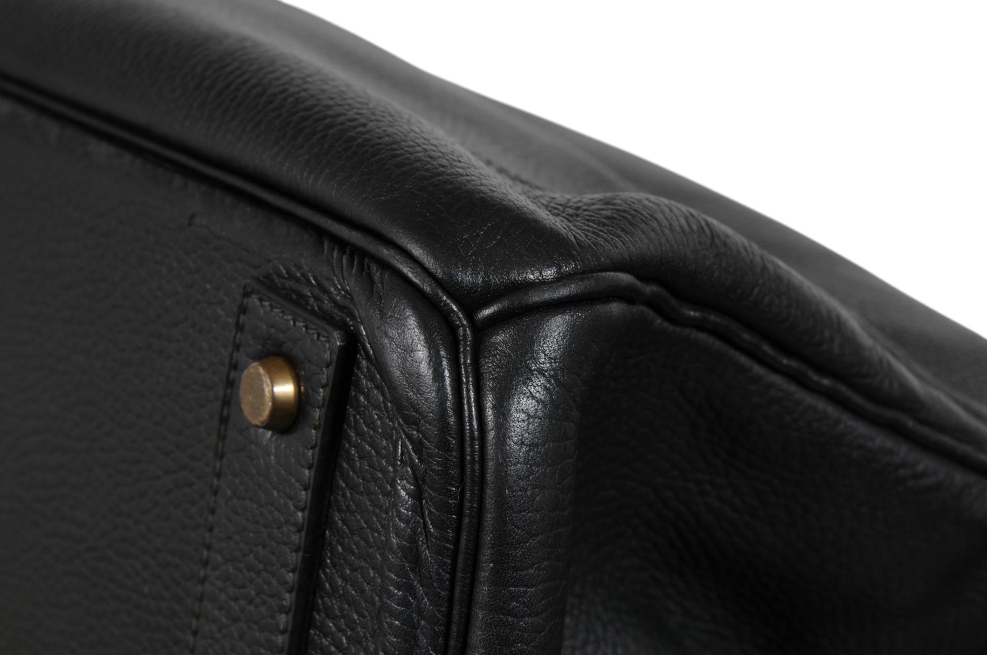 Hermes Haut à Courroies Hac 60 Black Ardennes GoldCarry On Birkin Vintage 2000s For Sale 9