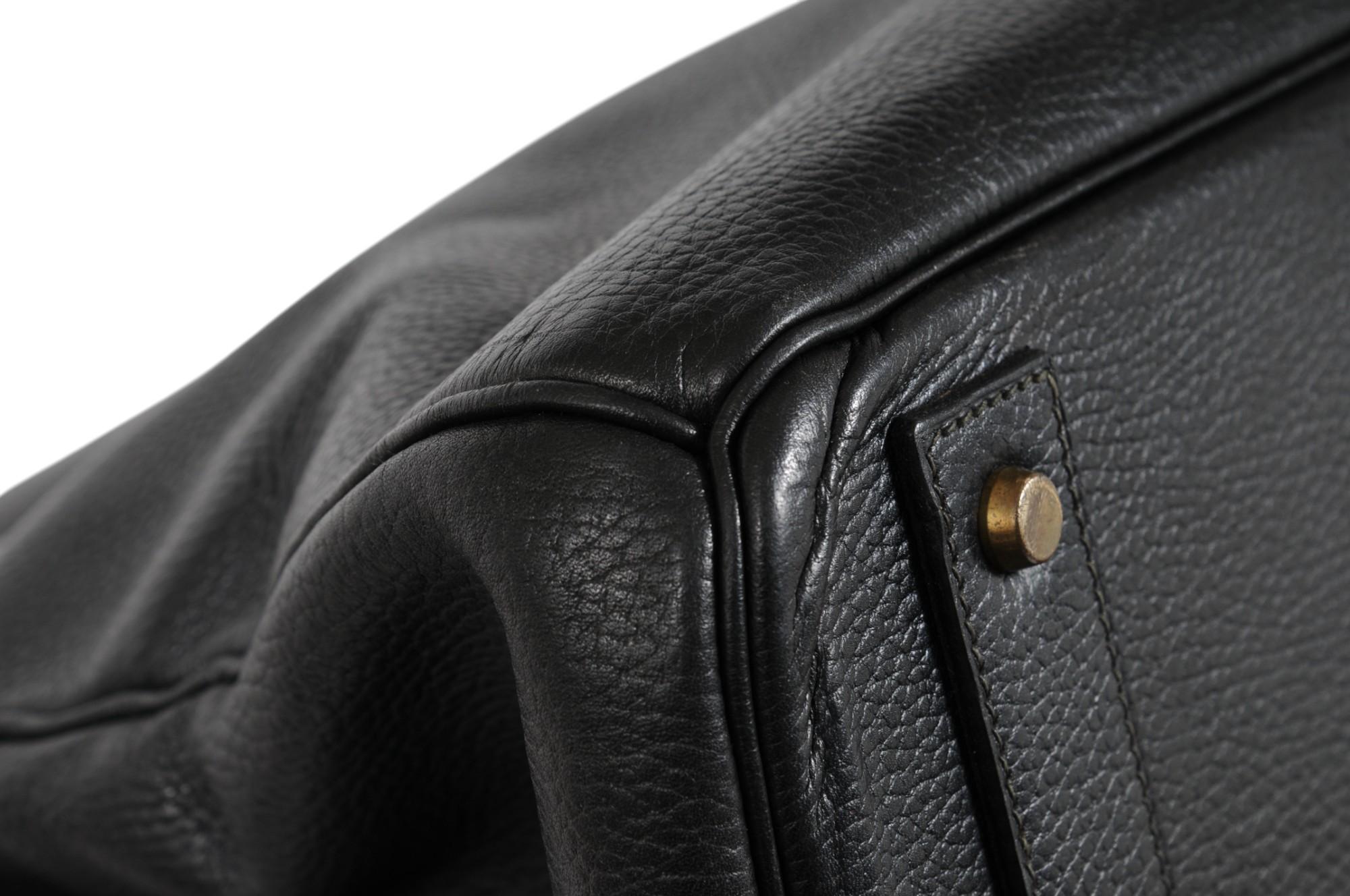 Hermes Haut à Courroies Hac 60 Black Ardennes GoldCarry On Birkin Vintage 2000s For Sale 10