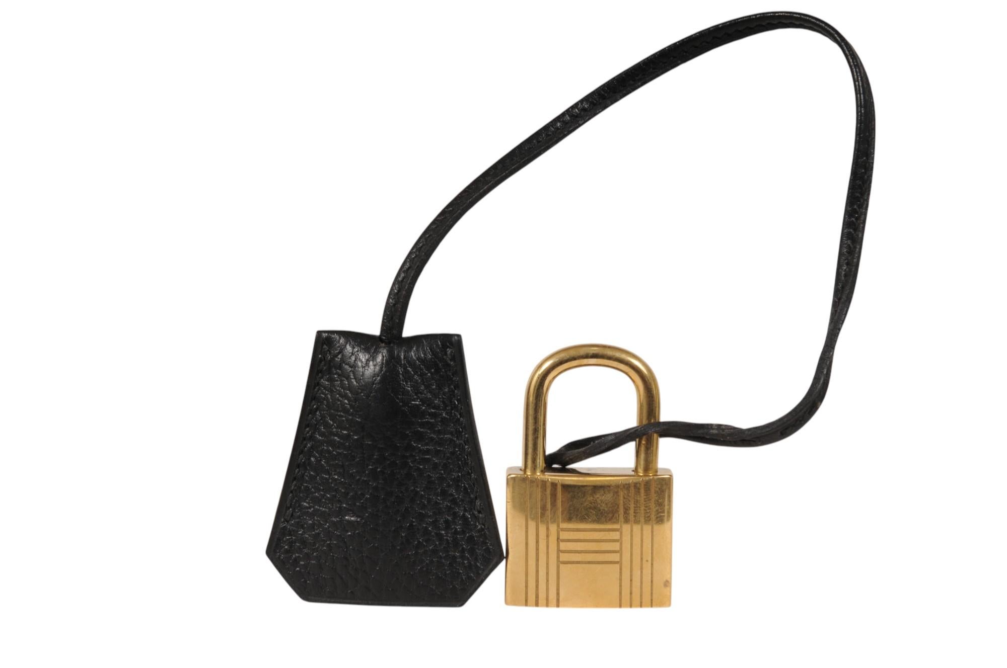 Hermes Haut à Courroies Hac 60 Black Ardennes GoldCarry On Birkin Vintage 2000s For Sale 12