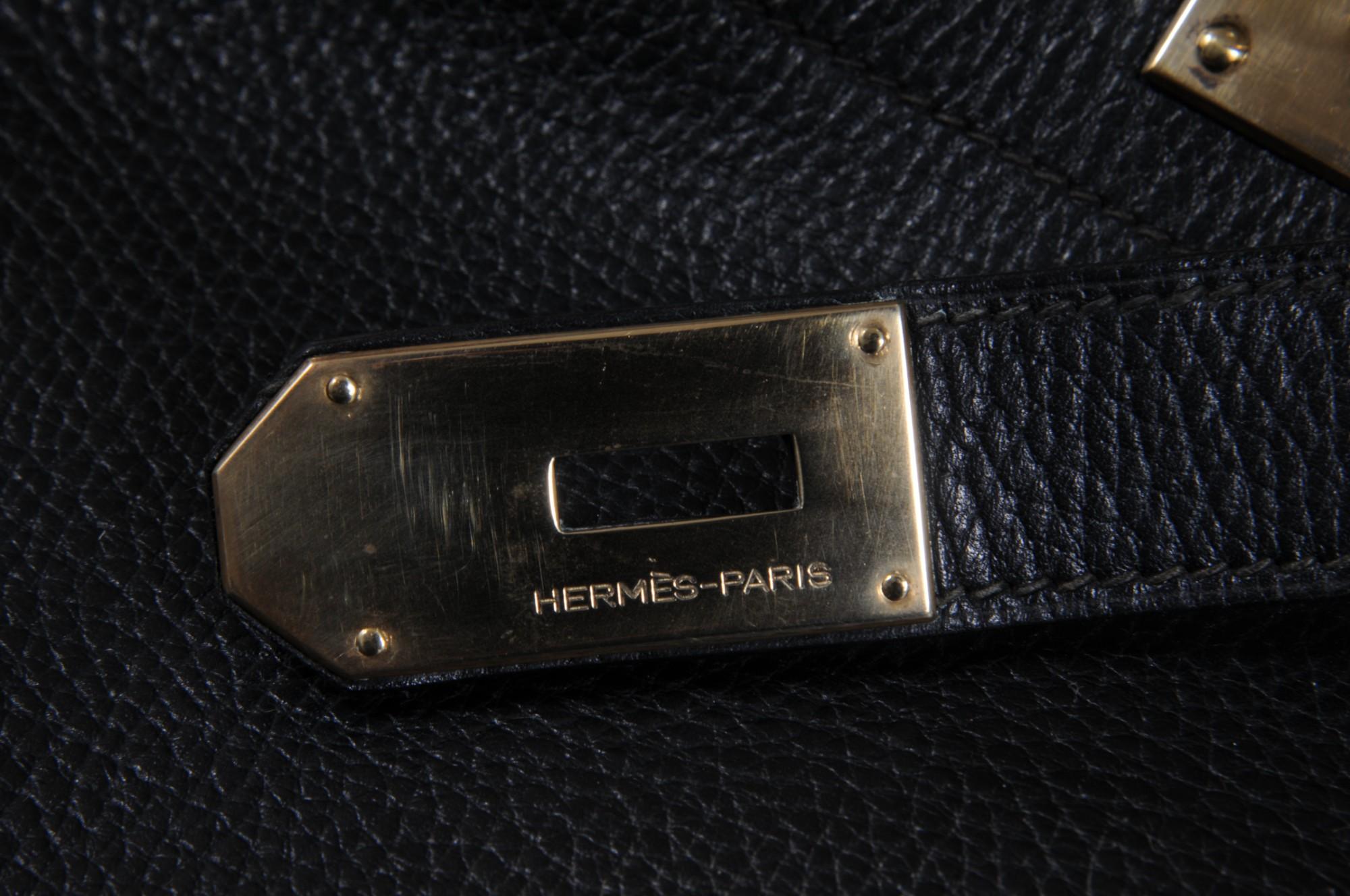 Hermes Haut à Courroies Hac 60 Black Ardennes GoldCarry On Birkin Vintage 2000s For Sale 15