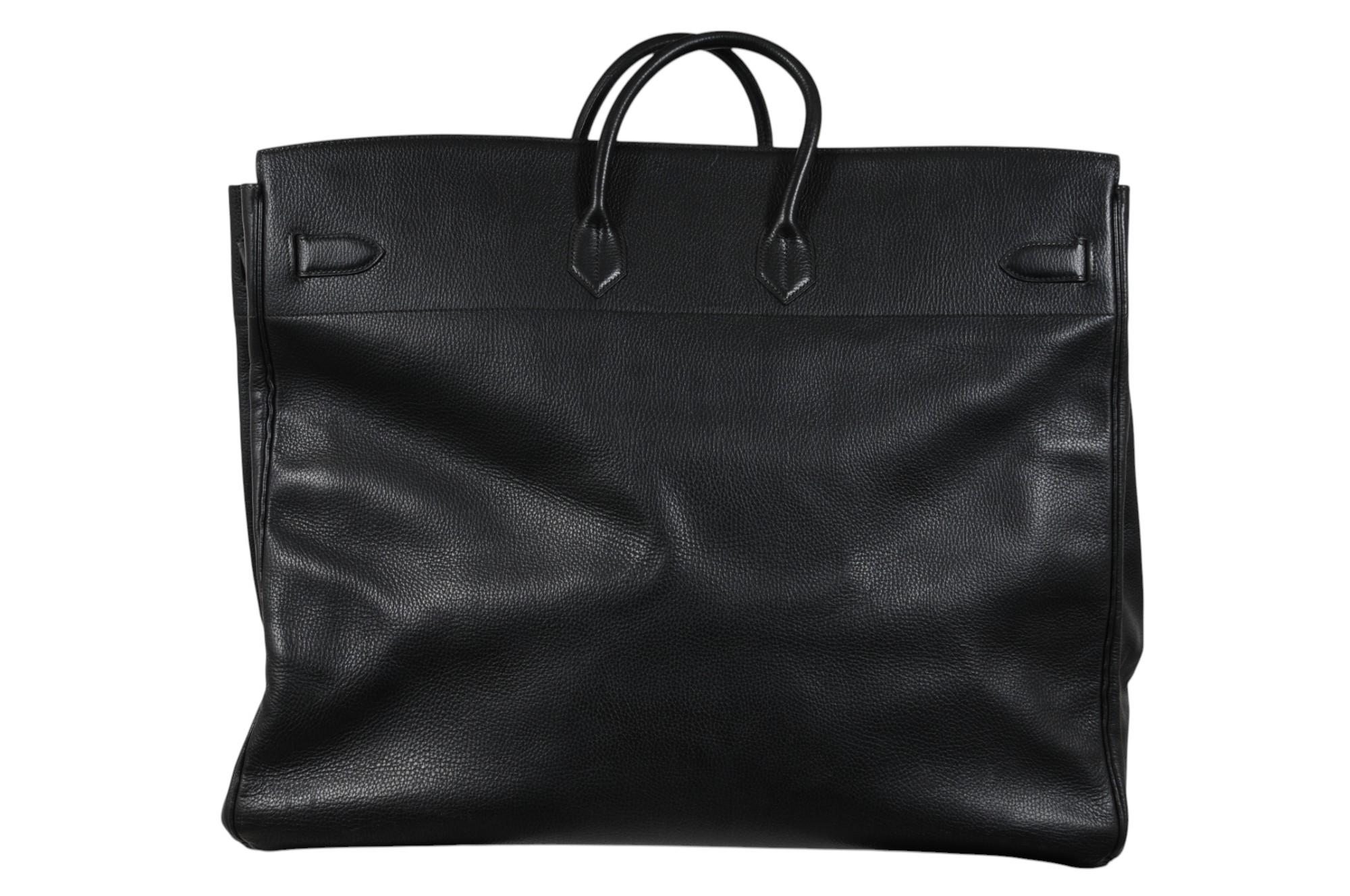 Hermes Haut à Courroies Hac 60 Black Ardennes GoldCarry On Birkin Vintage 2000s For Sale 1
