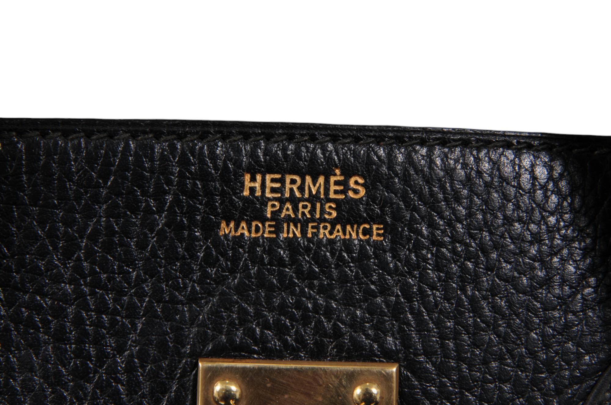 Hermes Haut à Courroies Hac 60 Black Ardennes GoldCarry On Birkin Vintage 2000s For Sale 3
