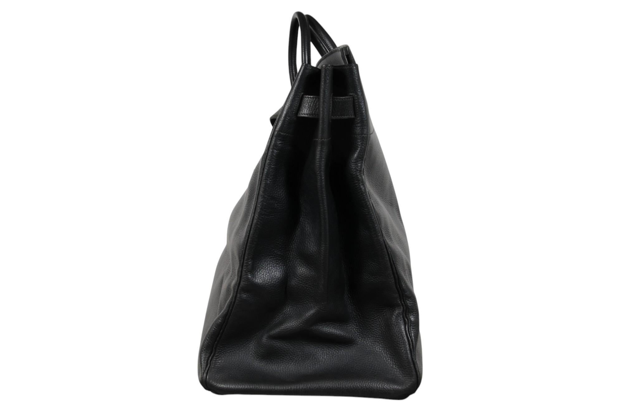 Hermes Haut à Courroies Hac 60 Black Ardennes GoldCarry On Birkin Vintage 2000s For Sale 5