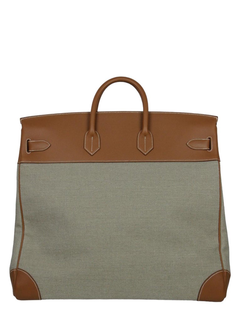 Hermes Haut à Courroies HAC Gold Toile 50cm Travel Birkin Bag PHW