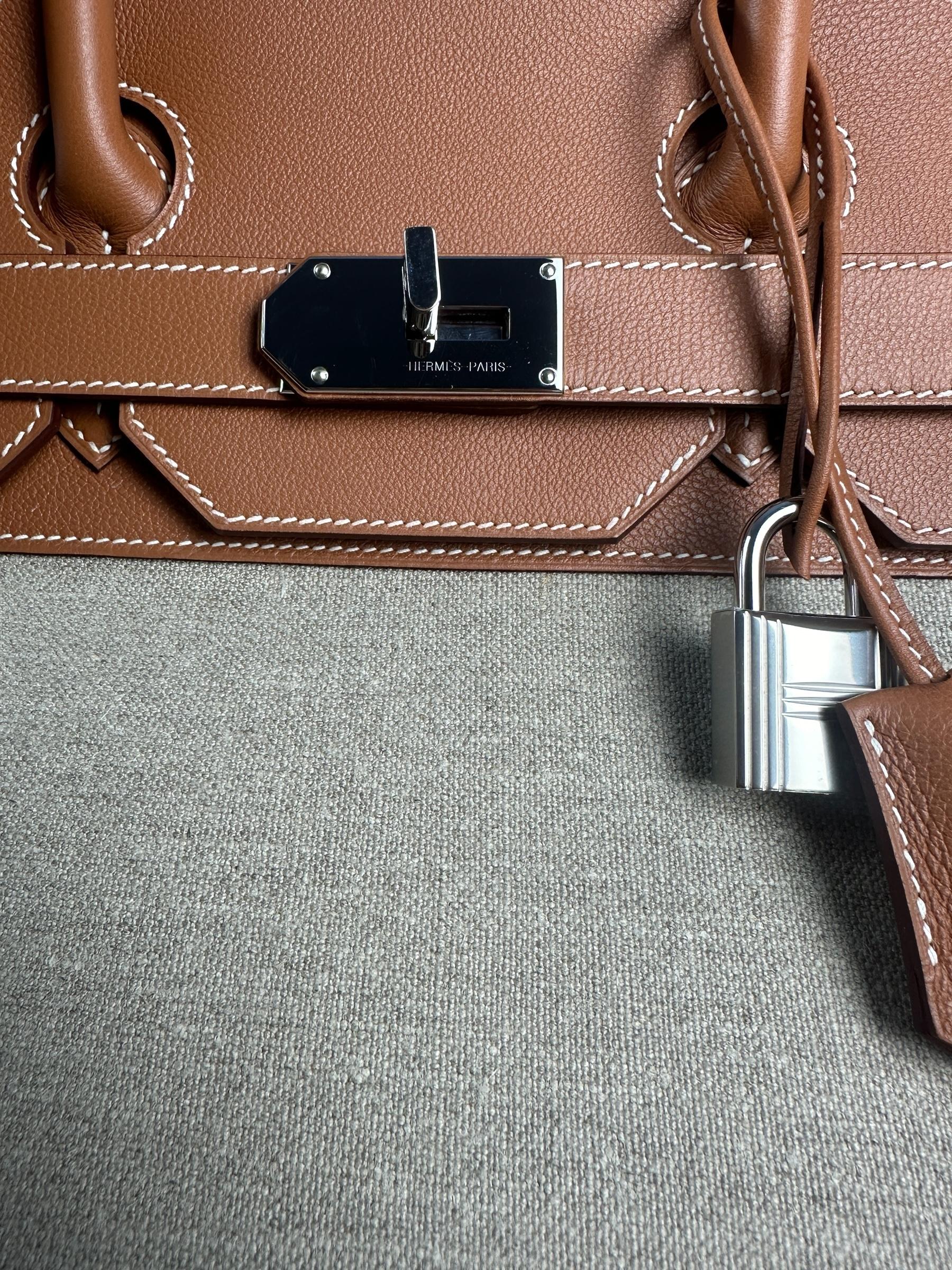 Hermes Haut à Courroies HAC Gold Toile 50cm Travel Birkin Bag PHW 2