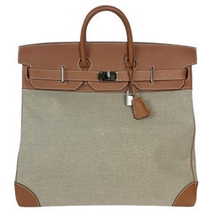 Hermes Haut à Courroies HAC Gold Toile 50cm Travel Birkin Bag PHW