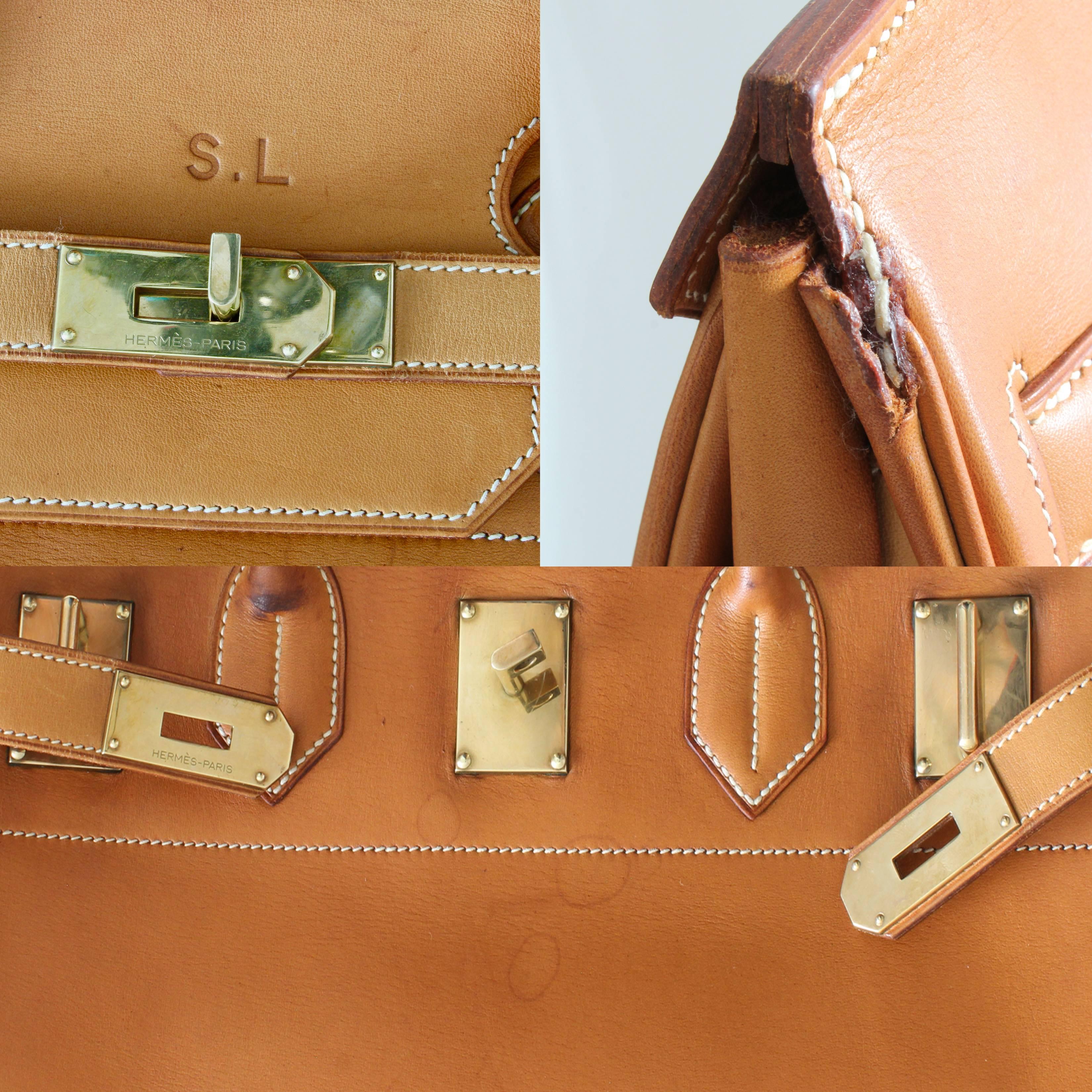 Hermes Haut A Courroies Travel Birkin Bag HAC 45cm Vache Natural Leather Vintage 5