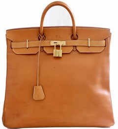 Hermes Haut A Courroies Travel Birkin Bag HAC 45cm Vache Natural Leather Vintage
