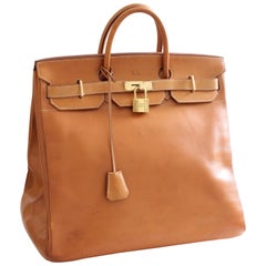 Hermes Haut A Courroies Travel Birkin Bag HAC 45cm Vache Natural Leder Vintage