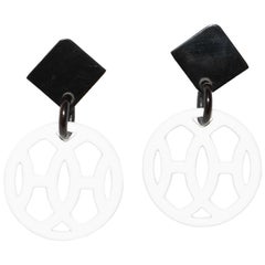 Hermes Hava Buffalo Horn and Lacquered Horn Pierced Earrings