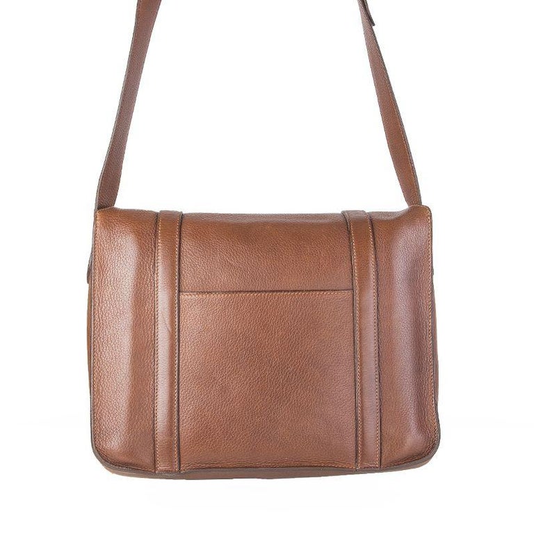 HERMES Havane brown Clemence leather STEVE 35 Messenger Bag at 1stDibs
