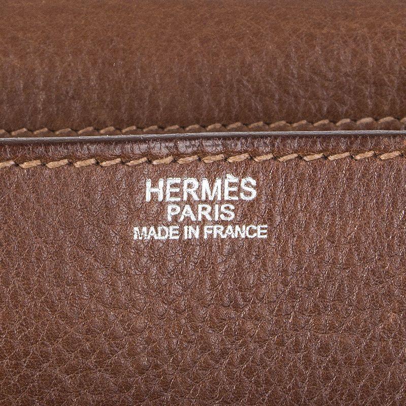 Brown HERMES Havane brown Clemence leather STEVE 35 Messenger Bag