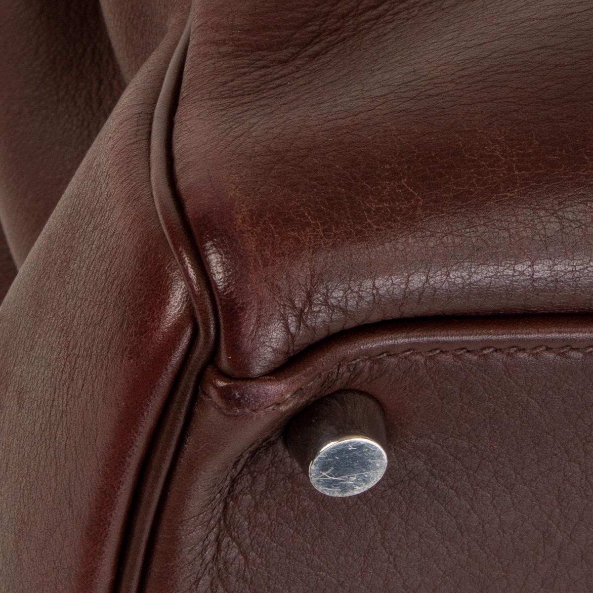 HERMES Havane brown Swift leather KELLY 32 RETOURNE Bag Palladium 5