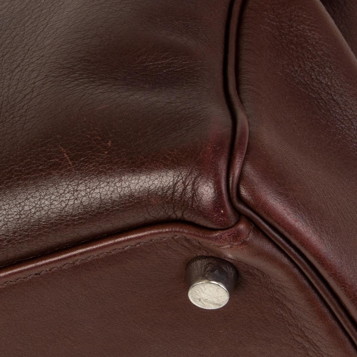 HERMES Havane brown Swift leather KELLY 32 RETOURNE Bag Palladium 6