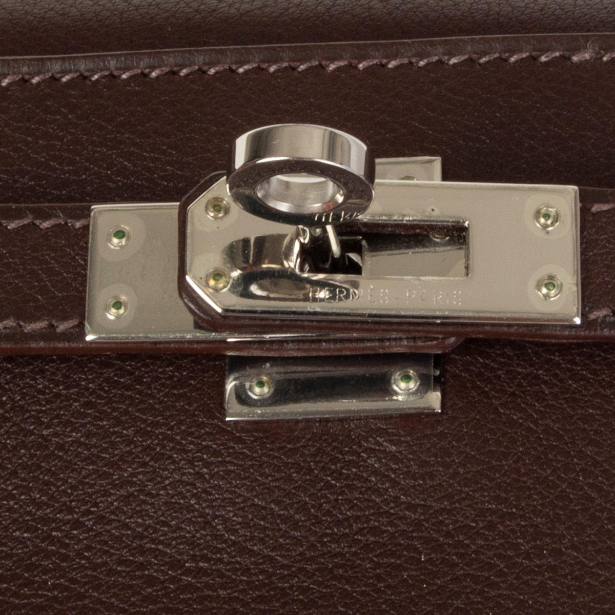 HERMES Havane brown Swift leather KELLY POCHETTE Clutch Bag 1