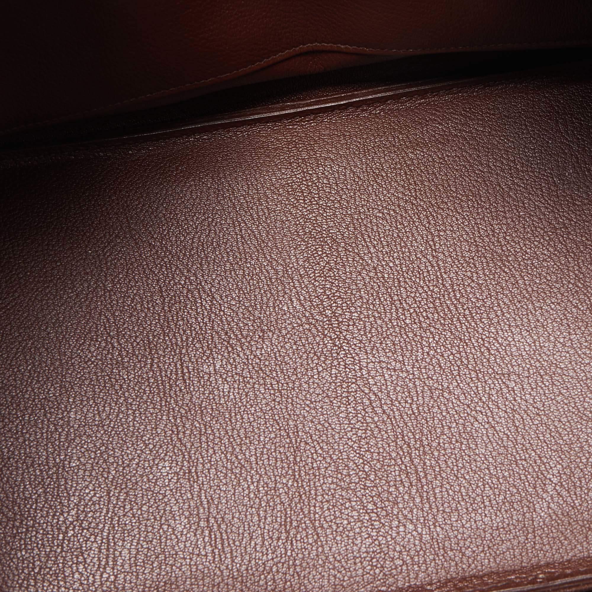 Hermes Havane Evercolor Leather Palladium Finish Birkin 35 Bag 3