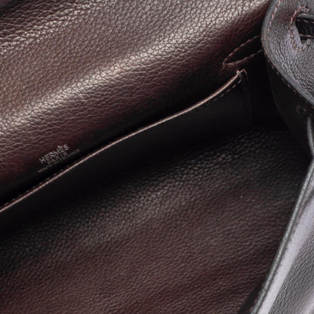 Hermès Havane Evergrain Leather Palladium Hardware Kelly Pochette 5