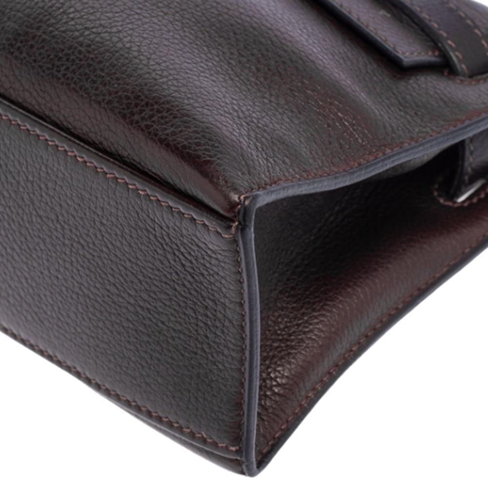 Hermès Havane Evergrain Leather Palladium Hardware Kelly Pochette 6