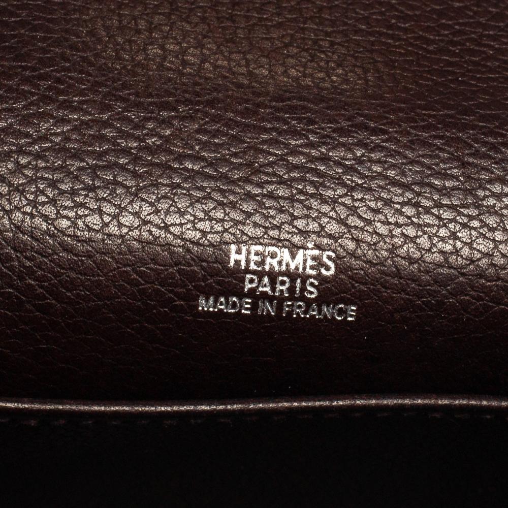 Women's Hermès Havane Evergrain Leather Palladium Hardware Kelly Pochette
