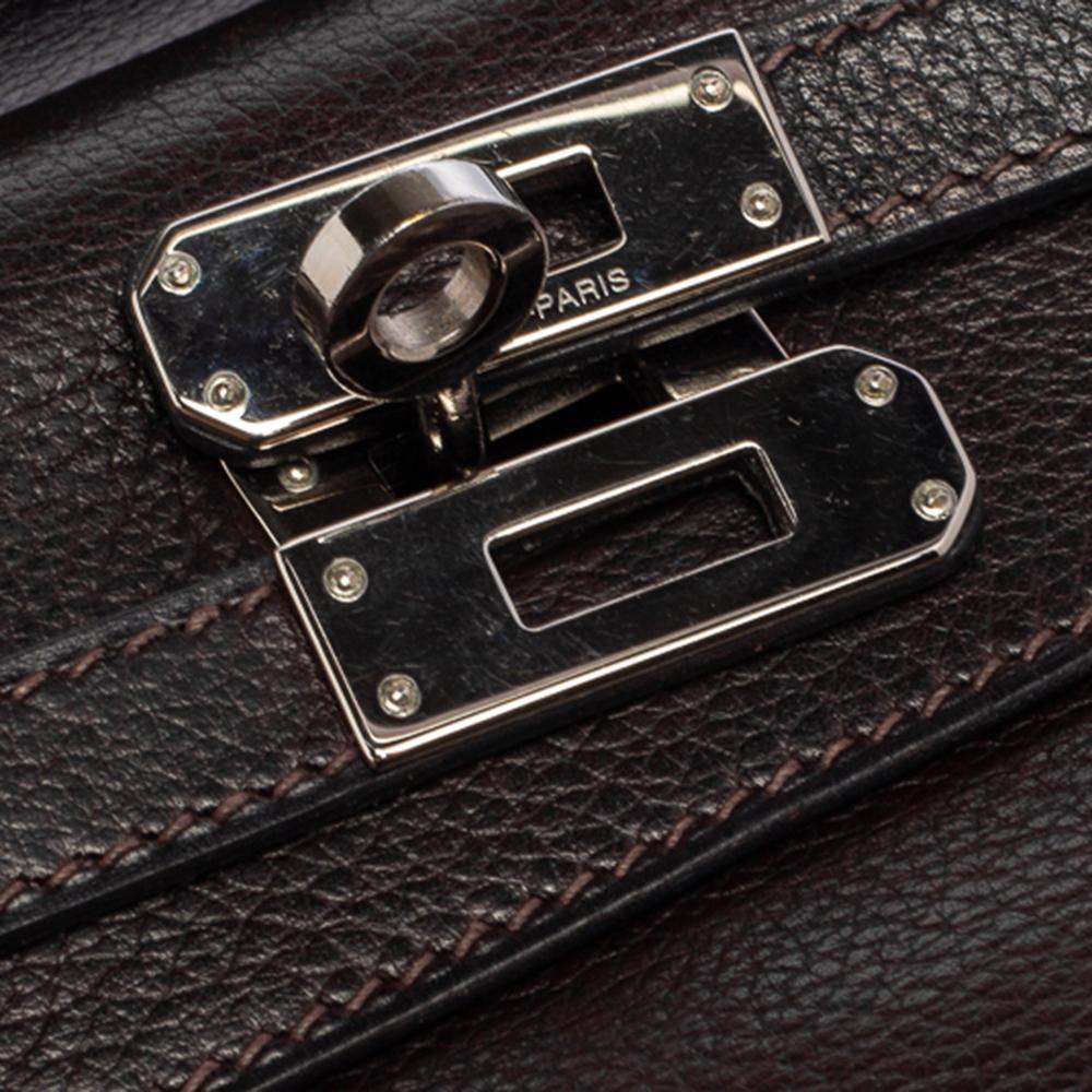 Hermès Havane Evergrain Leather Palladium Hardware Kelly Pochette 2