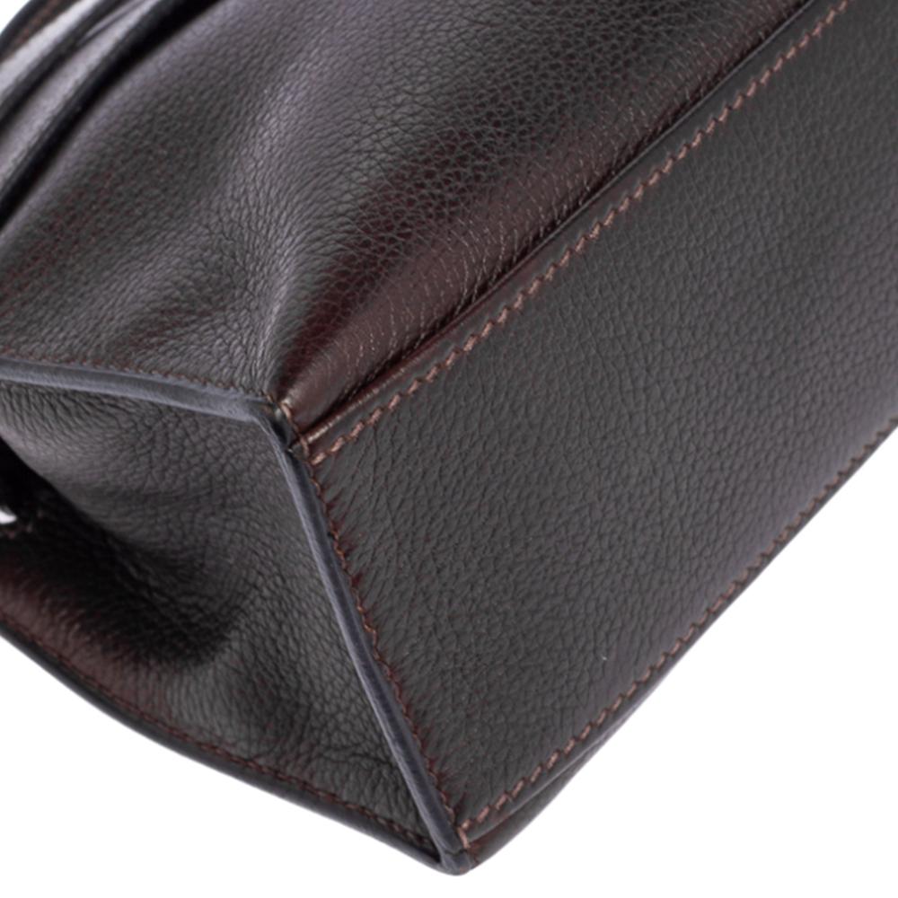 Hermès Havane Evergrain Leather Palladium Hardware Kelly Pochette 4