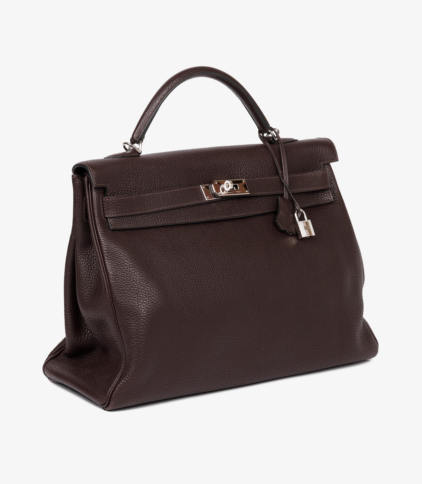 Noir Hermès Havane Fjord Leather Kelly 40cm Retourne