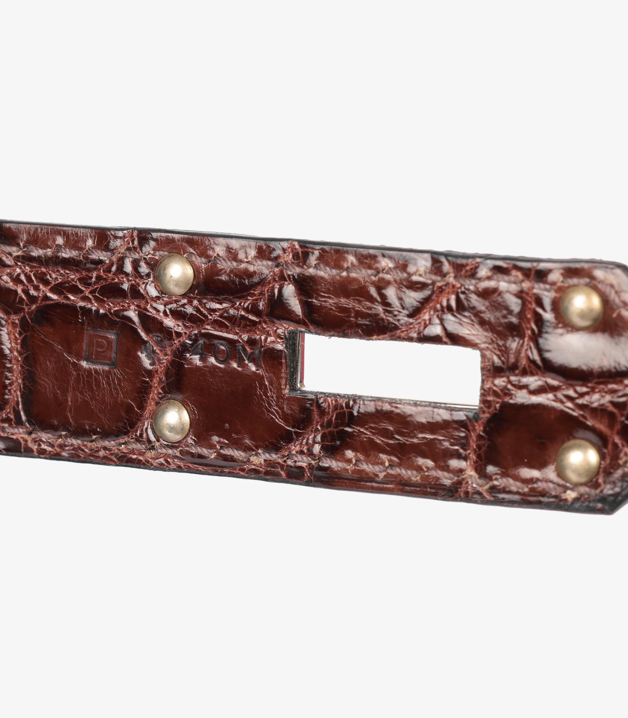 Hermès Havane Shiny Porosus Crocodile Leather Birkin 50cm Retourne For Sale 4