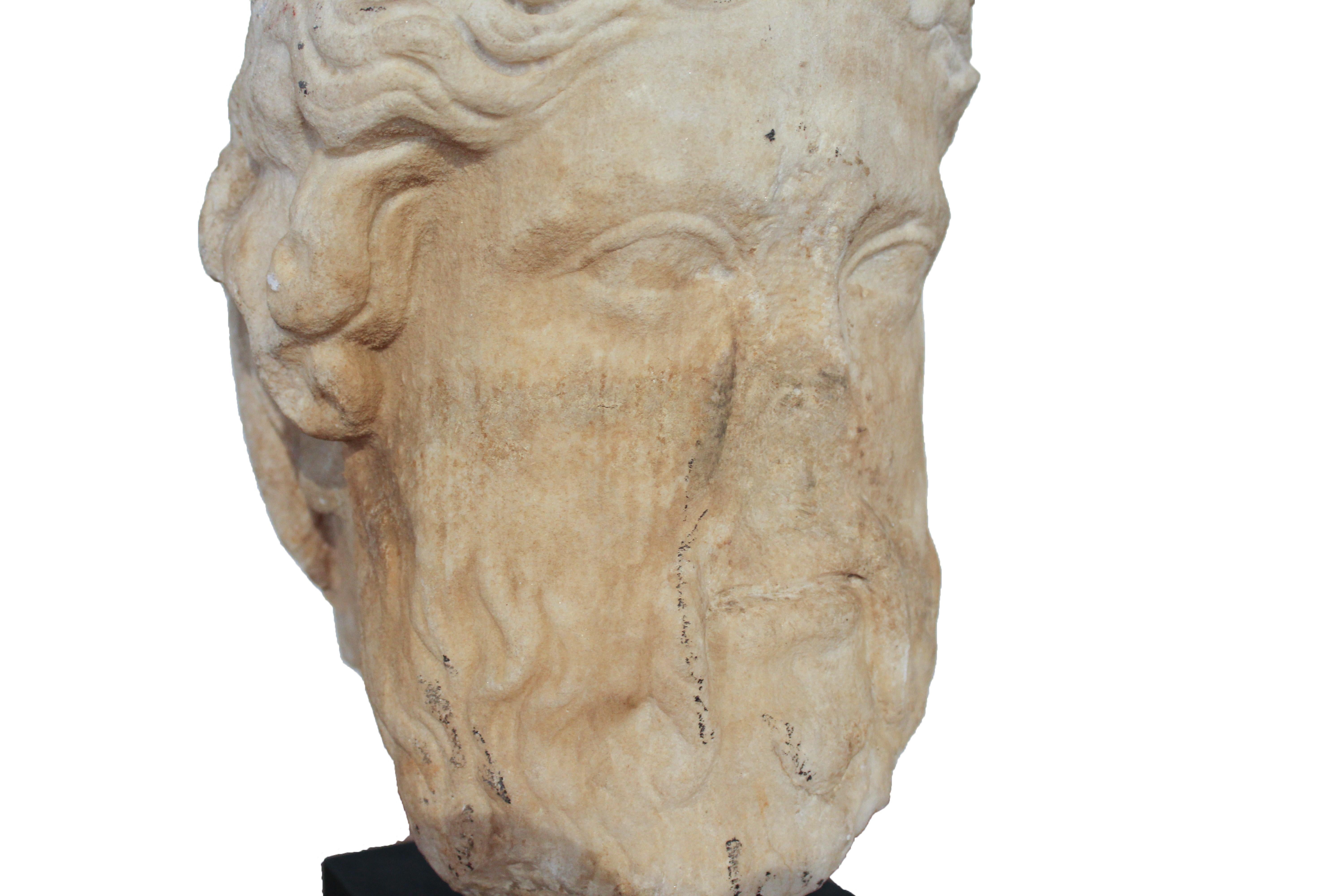 Greek Hermes Head Sculpture, 4th Century, Greece For Sale