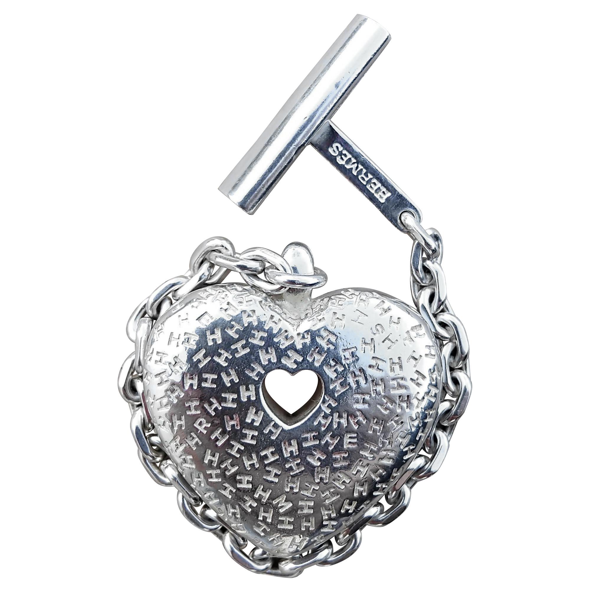 Hermès Herz Silber Schlüsselanhänger Charme für Kelly Birkin im Angebot 13