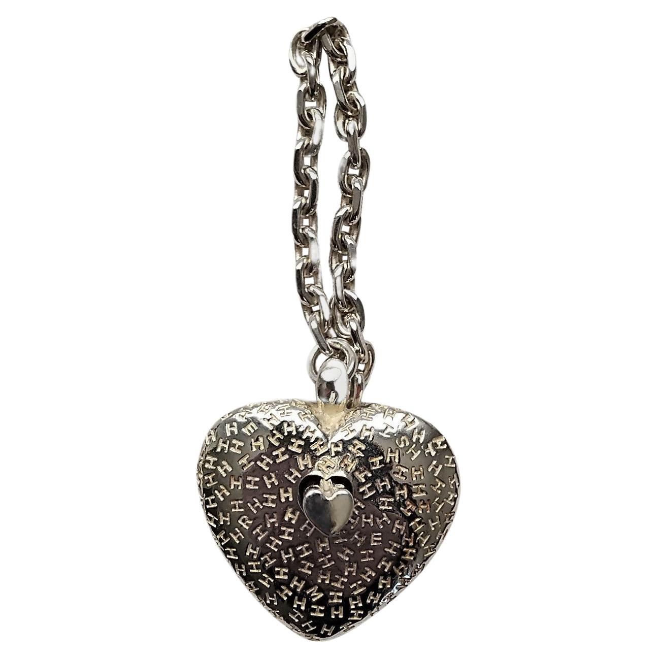 Hermès Herz Silber Schlüsselanhänger Charme für Kelly Birkin im Angebot 3