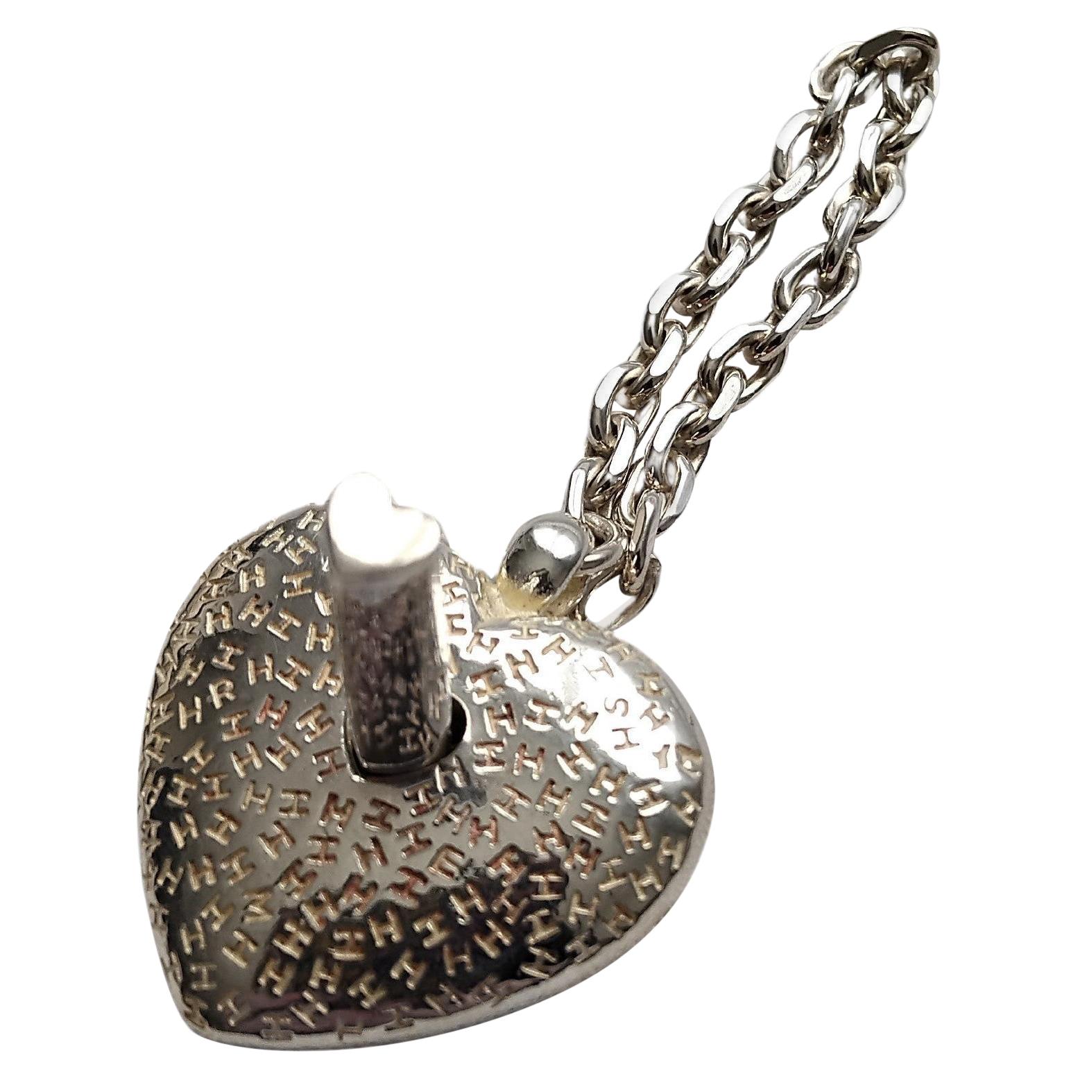 Hermès Herz Silber Schlüsselanhänger Charme für Kelly Birkin im Angebot 2