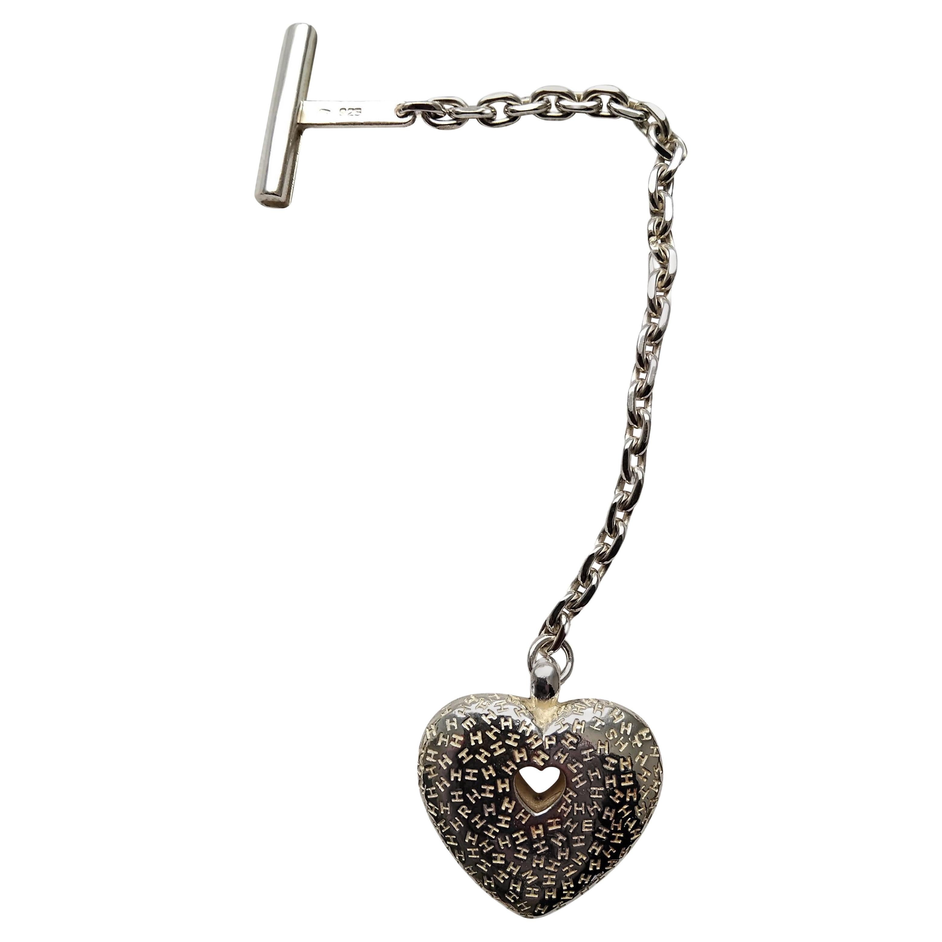 Hermès Herz Silber Schlüsselanhänger Charme für Kelly Birkin im Angebot 4