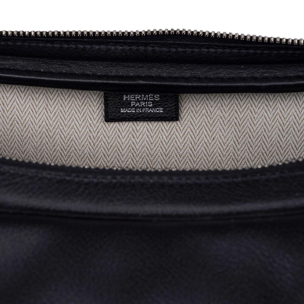 Hermes Hebdo Reporter Messenger Bag Black Evergrain Palladium New For Sale 7