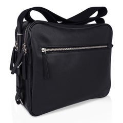 Hermes Hebdo Reporter Messenger Bag Black Evergrain Palladium New