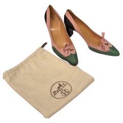 HERMÈS Heels Pumps Brogue Shoes Tricolour Vintage