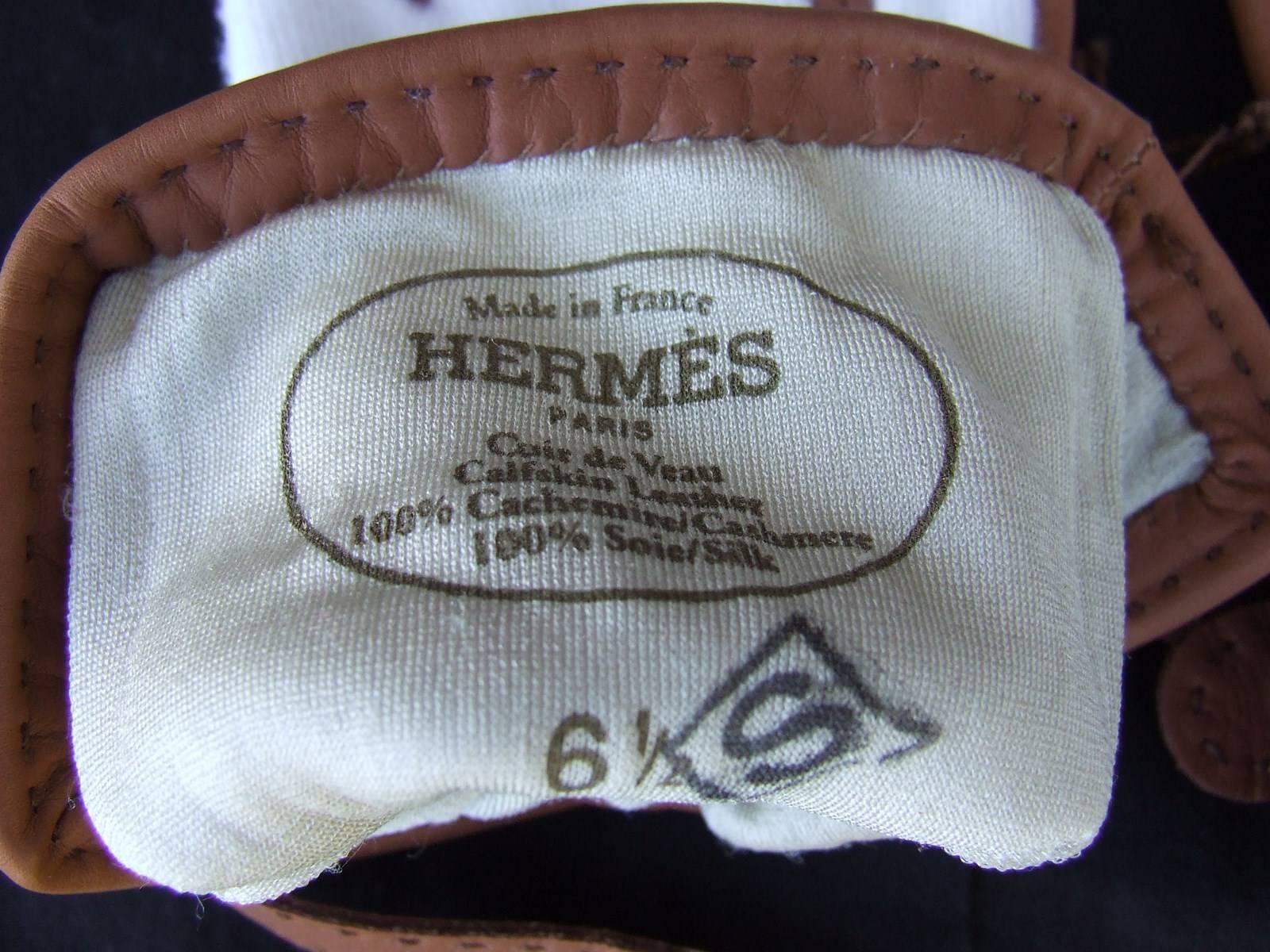 Blue Hermès Helsinki Women Gloves in Cashmere and Leather Size 6, 5 For Sale