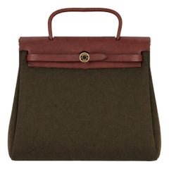 Borsa Hermès 2-in-1 Vibrato in pelle e tela con top in pelle Vache Hunter
