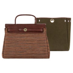 Borsa Hermès 2-in-1 Vibrato in pelle e tela con top in pelle Vache Hunter