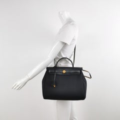 Hermes Herbag 31 Black Canvas Gold Hardware Crossbody Bag