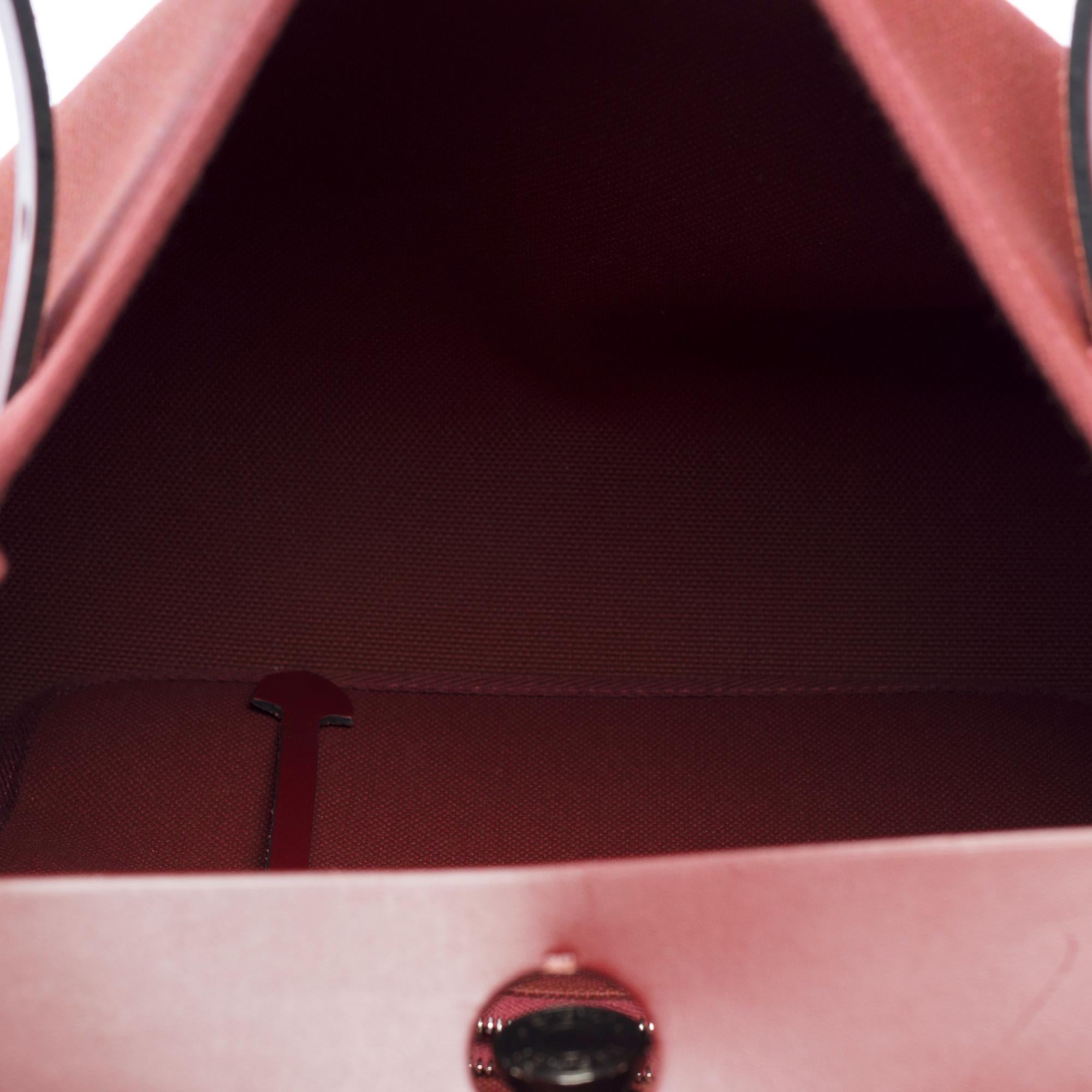 Hermès Herbag 31 handbag strap in Rouge H officer canvas and leather, PHW For Sale 4