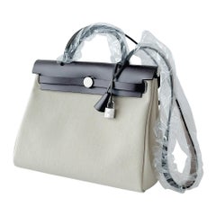 Hermes Herbag 31 In Beton And Ebene With Nata Plated Hardware