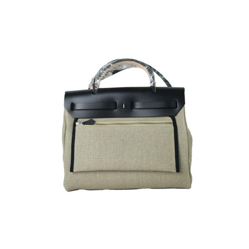Hermes Herbag 31 Palladium Hardware Schwarz Natur im Zustand „Neu“ im Angebot in Flushing, NY