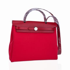 Hermes Herbag 31 Zip Rose Extreme / Rouge Piment / Rouge Venetian