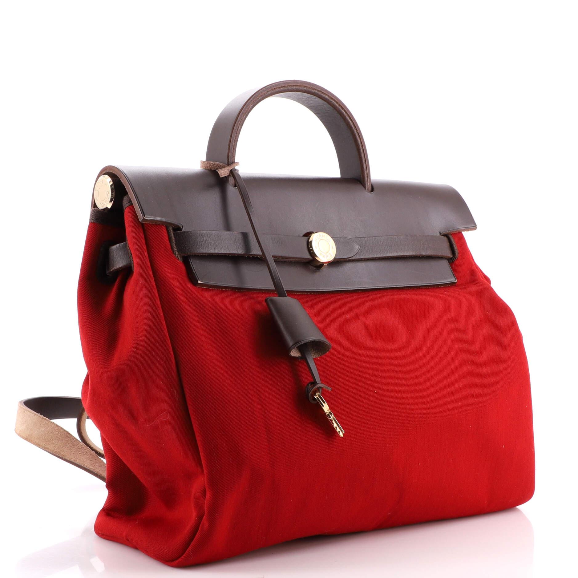 Hermes Herbag A Dos Backpack Toile In Good Condition In NY, NY