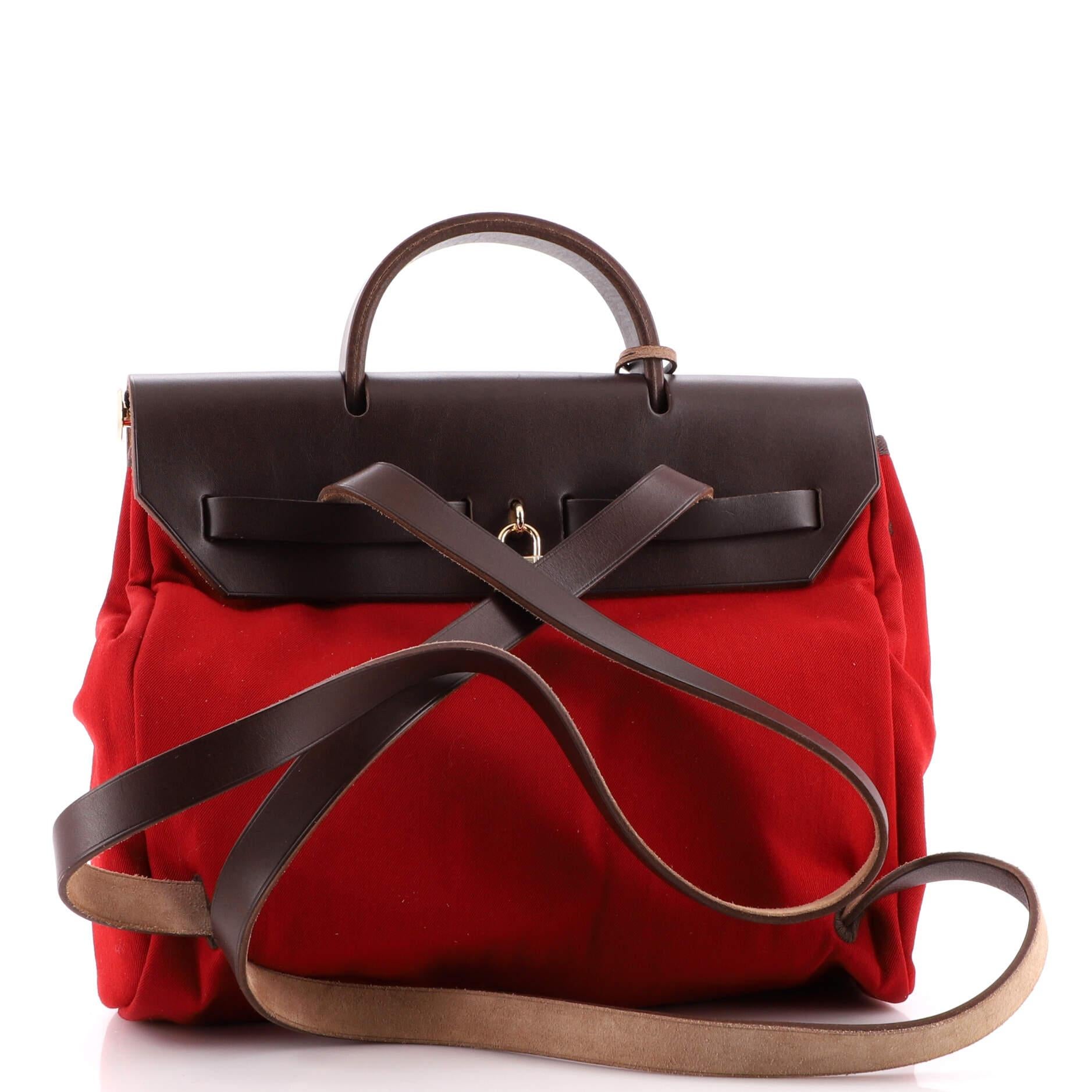 Women's Hermes Herbag A Dos Backpack Toile