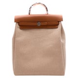 Hermes Herbag A Dos Zip Backpack Toile and Leather at 1stDibs
