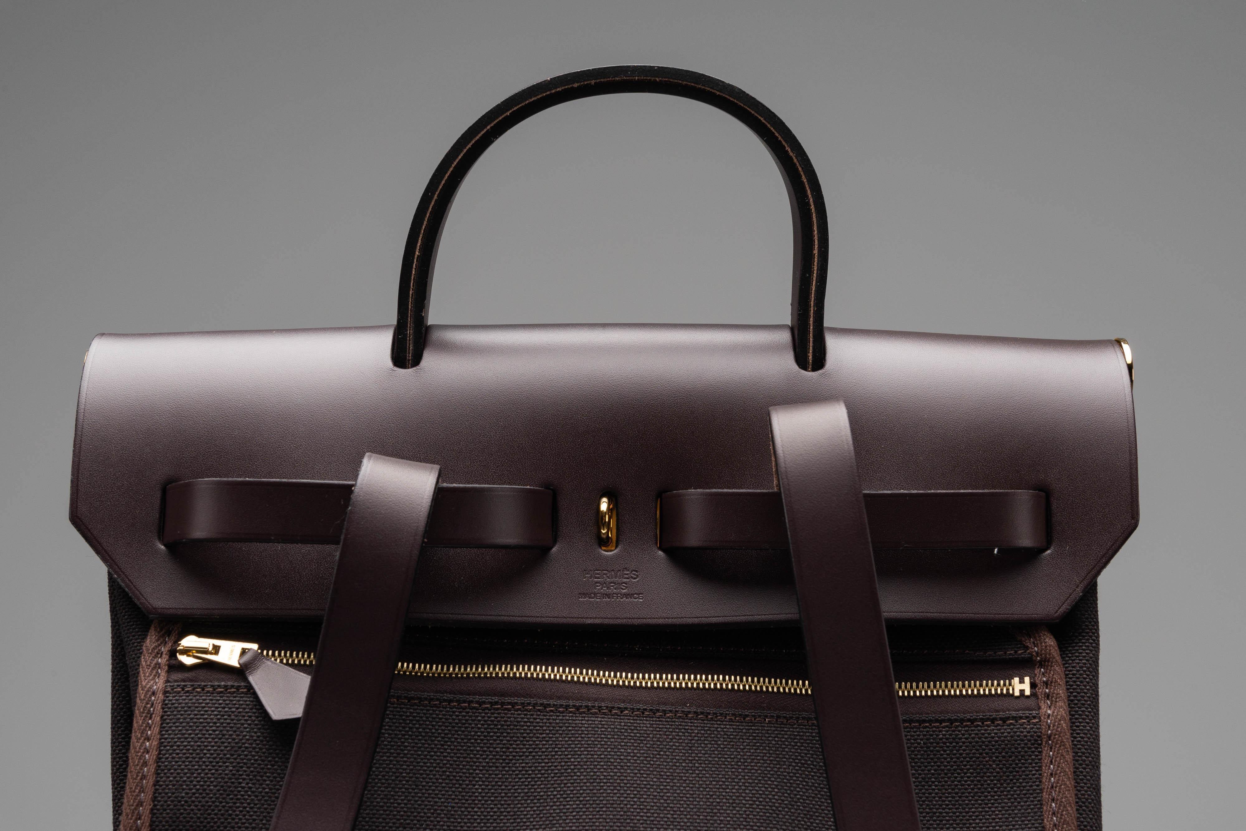 Hermes Herbag a dos Zip retourne NEW Backpack Brown Full-Set 10