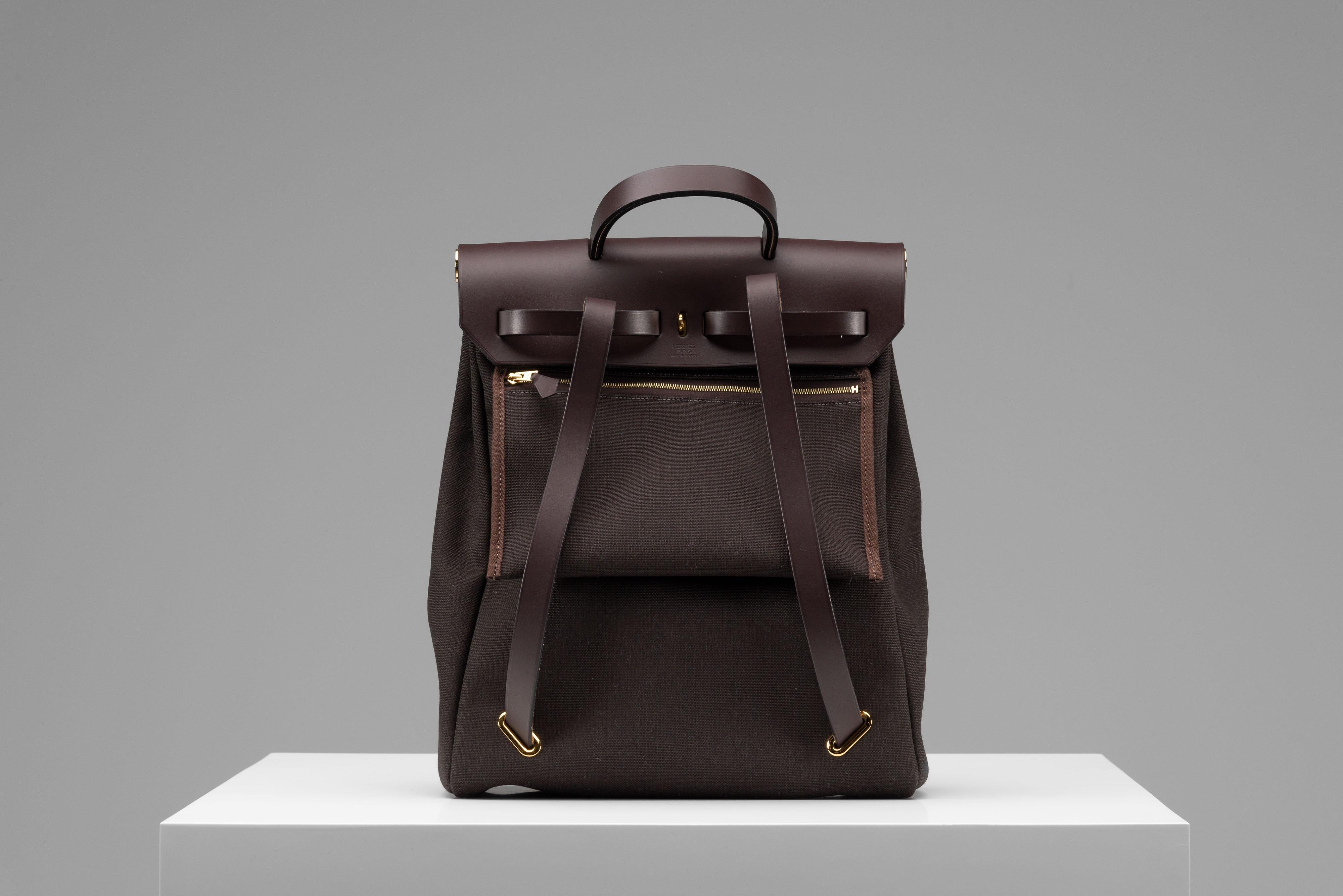 Hermes Herbag a dos Zip retourne NEW Backpack Brown Full-Set 4