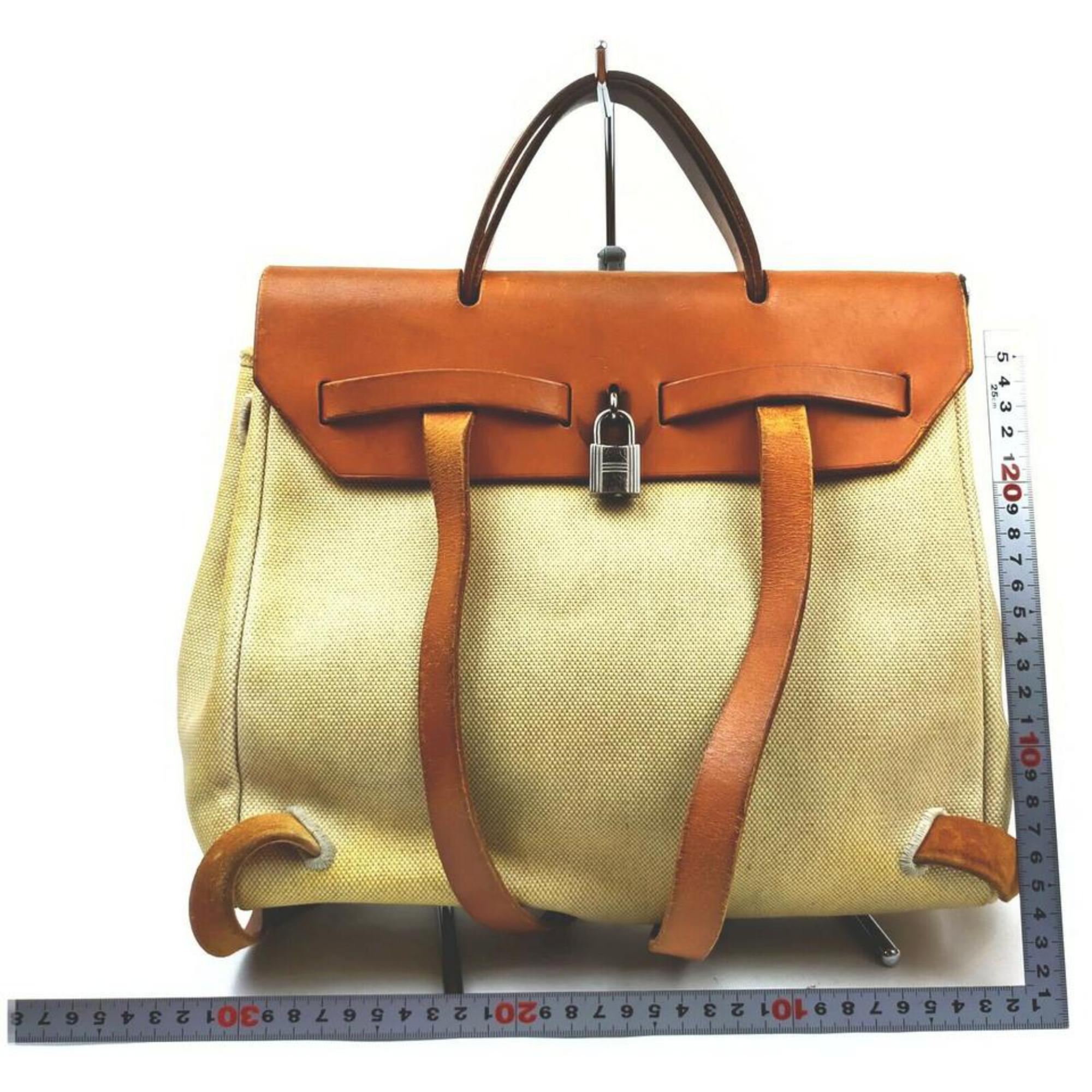 Brown Hermes Herbag Backpack Sac a Dos 2 In 1 855865 For Sale