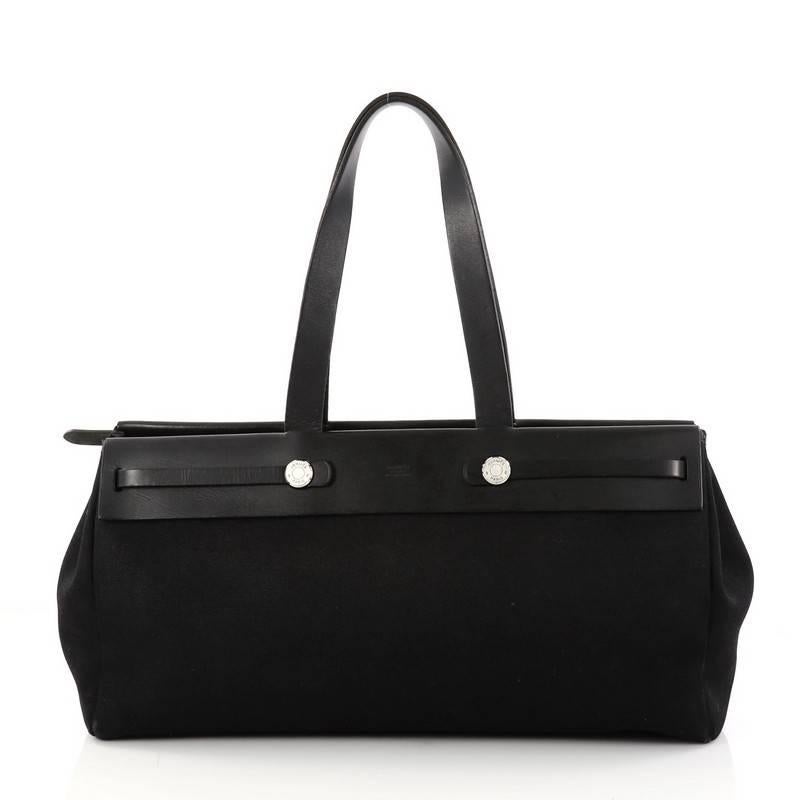 Hermes Herbag Cabas Toile and Leather GM In Good Condition In NY, NY